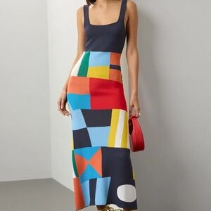 STAUD Fitted Color Block Dress